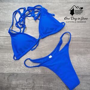 Charmleaks Thong Tie Back Triangle Bikini Swimsuit Size S